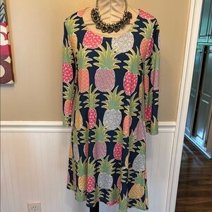 Simply Southern Pineapple Print Navy Dress